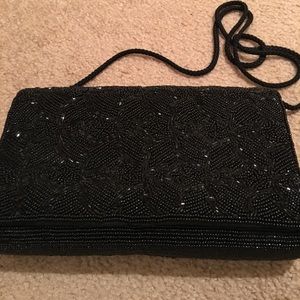 Black Beaded Clutch Purse
